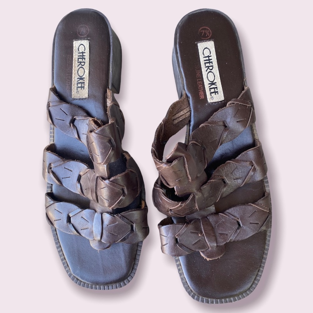 Y2K Cherokee braided leather gladiator sandals
